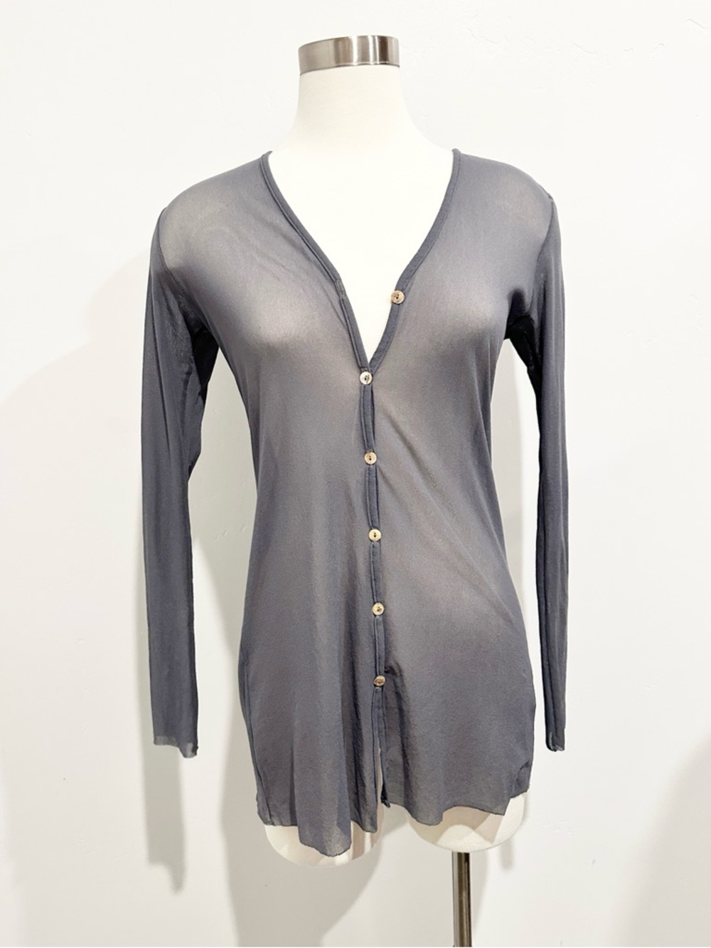 Viviana G. For Petit Pois Y2K Grey Mesh Cardigan